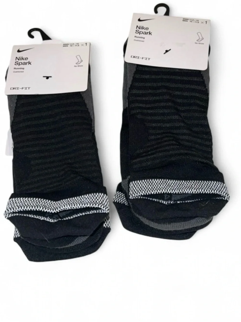Nike Spark Running Socks 2 Pack Dri-FIT Cushioned No Show NWT Men 10-11.5